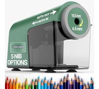 AFMAT Temperamatite elettrico, temperamatite completamente automatico per classe, veloce e a mani libere, oltre 10.000 usi, 5 pennini, temperamatite resistente per matite colorate n. 2/Jumbo/(φ6,5