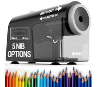 AFMAT Temperamatite elettrico, temperamatite completamente automatico per classe, veloce e a mani libere, oltre 10.000 usi, 5 pennini, temperamatite resistente per matite colorate n. 2/Jumbo/(φ6,5
