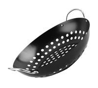 AFQBOEQXY Griglia per Barbecue, Padella for Barbecue con Fori Antiaderente for Cucinare in Campeggio all'aperto, Nera, 24x20x6,3 cm