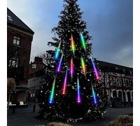 AFQBOEQXY Luci decorative per interni ed esterni, Pioggia di meteoriti solari con luci multicolore da 30 cm e 10 tubi(Multicolour-b)