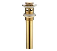 AFQBOEQXY Tappo a Molla per lavabo, Piletta di Scarico a Scomparsa in Ottone con Anello Tenuta for lavabo del Bagno, Anticata(Gold)