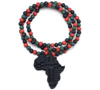 Africa Collana Nuova Buona Legno Stile Mappa Ciondolo 91.4cm Naturale Bead Chain