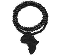 Africa Collana Nuova Buona Legno Stile Mappa Ciondolo 91.4cm Naturale Bead Chain