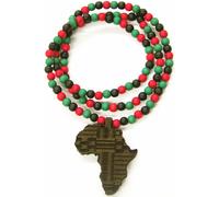 Africa Collana Nuova Buona Legno Stile Mappa Ciondolo 91.4cm Naturale Bead Chain
