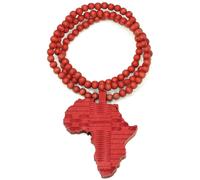 Africa Collana Nuova Buona Legno Stile Mappa Ciondolo 91.4cm Naturale Bead Chain