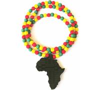 Africa Collana Nuova Buona Legno Stile Mappa Ciondolo 91.4cm Naturale Bead Chain