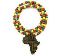 Africa Collana Nuova Buona Legno Stile Mappa Ciondolo 91.4cm Naturale Bead Chain