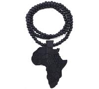 Africa Collana Nuova Buona Legno Stile Mappa Ciondolo 91.4cm Naturale Bead Chain