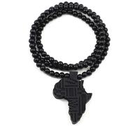Africa Collana Nuova Buona Legno Stile Mappa Ciondolo 91.4cm Naturale Bead Chain