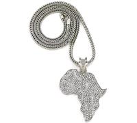 Africa Collana Nuova Mappa Ciondolo Con Strass 91.4cm Lungo Franco Stile Catena