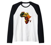 Africa Continente Glitch Art Design Maglia con Maniche Raglan
