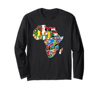 Africa, continente, Mappa, con, Paese, Bandiere, Africano, Orgoglio Maglia a Manica