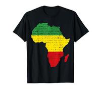 Africa Map Reggae Rasta TShirt Verde Giallo Rosso Africa Maglietta