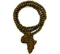 Africa Mappa B Nuovo Buona Legno Stile Pendente Collana 91.4cm Naturale Catena