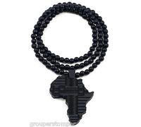 Africa Mappa Collana Nuova Buona Legno Stile Pendente Con 91.4cm Perlina Catena