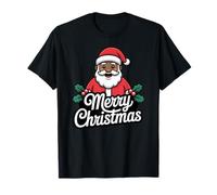 African American Santa Christmas Black Xmas Party Maglietta
