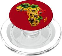 African Animal Map Juneteenth Flag Colors Pride Black Africa PopSockets PopGrip per MagSafe