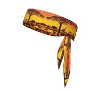 African Animal Sunset Sports benda con fascia stampata, adatta per basket, corsa, tennis, karate e atletica leggera