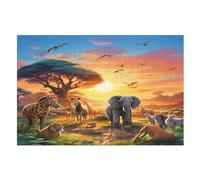 African Animals 1000 Pezzi Puzzle in Legno- Relax Puzzles Giochi-rompicapo Per Bambini E Adulti Regali (75×50cm)