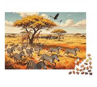 African Animals 1000 Piece Jigsaw Puzzle Recycled Savanna Wildlife Anziani Puzzles Accessorio per Giochi di Festa Sviluppa l'Intelligenza dei Bambini Educational Fun 52x38cm/1000pcs