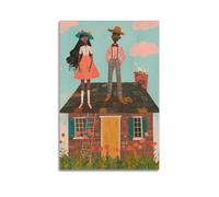 African Beauty Wall Art Afro American Girl Decor African Feminine Rustico Ritratto Donna Nera Pittura Nero Femminile Stampa Vintage Canvas Wall Art Per la Decorazione della Camera Poster Pittura