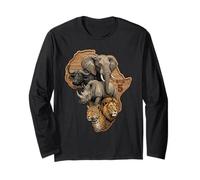African Big 5 Safari, Elefante, Leone, Rinoceronte, Leopardo Maglia a Manica