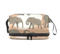 African Bush Elephant - Trousse a doppio strato per cosmetici per donne e ragazze, borsa da viaggio per trucchi, pratica borsa organizer con scomparto per pennelli, Multi, 27x15x14 cm/10.6x5.9x5.5 in,