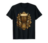 African Drum Djembe Maschere Tribali Patrimonio Maglietta