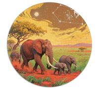 African Elephant Rundes 1000 Puzzle Animals Rundes Puzzle Familienpuzzle Schwieriges Großes Puzzle Pädagogisches Für Erwachsene Bunte Kunst 1000pcs (67.5x67.5cm)