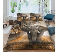 African elephantcopripiumino microfibra morbida 3 Pezzi stampa 3D cerniera nascosta wild safari photography Set Di Copripiumino con federe per cuscini soffice for adulti Super king（260x220cm）