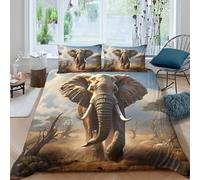African elephantcopripiumino microfibra Set di 3 Pezzi stampa di 3D con cerniera Safari wildlife art Set Di Copripiumino incluso federe per cuscini aiosa for adulti Super king（260x220cm）