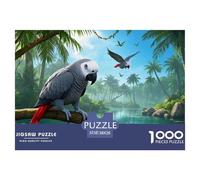 African Grey Parrot 1000 Piece Jigsaw Puzzle For Adults Family Challenge Toys Stress Relief Puzzle Cultivate The Spirit of Teamwork for Men, Women, Elders, Seniors 38x26cm/1000pcs