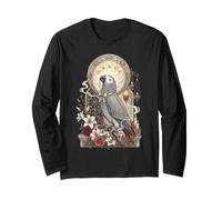 African Grey Parrot Coquette Cattolico Sacro Vintage Kitsch Maglia a Manica