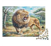 African Lion 1000 pezzi per donne e uomo Leone nella savana Gioco divertente e stimolante per famiglie Idea regalo 70x50cm/1000 pezzi