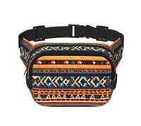 African National Patterns Print Fashion Waist Pack Square Layer Marsupio nero con cinghia regolabile, nero, Taglia unica