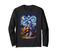 African Parrot Playing Guitar Whimsical Art Music Camping Maglia a Manica