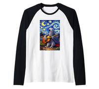 African Parrot Playing Guitar Whimsical Art Music Camping Maglia con Maniche Raglan