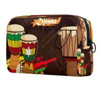 African Percussion - Trousse per cosmetici da donna, con motivo djembe colorato, per articoli da toeletta da viaggio, grande, pratica borsa organizer con cerniera, Multi, 18.5x7.5x13cm/7.3x3x5.1in,