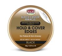 African Pride Black Castor Miracle Hold & Cover Edge Gel per capelli con olio di ricino nero e acqua di cocco controllo dei bordi per trecce, locs, stili lisci e tenuta forte, 63,8 g