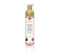 African Pride Moisture Miracle Rose Water & Argan Oil Curl Hair Mousse, tenuta flessibile, migliora i ricci, crea motivi ondulati, nessun residuo, umidità profonda, aggiunge lucentezza, rafforza e