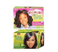 African Pride Olive Miracle Conditioning - Kit di raddrizzamento per capelli - Regular & African Pride Dream Kids Olive Miracle senza soda - Set regolare