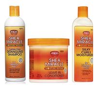 African Pride - Trio di prodotti Shea Miracle composto da shampoo districante per capelli da 355 ml, balsamo senza risciacquo da 425 g, crema idratante per ricci setosi da 355 ml