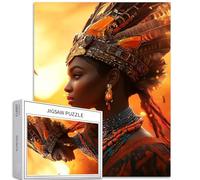 African Queen Profile Puzzle da 1000 pezzi per adulti Sole sfondo arte puzzle impegnativo giochi di attività familiari colorato fai da te puzzle per la decorazione della casa regali 50 × 70 cm