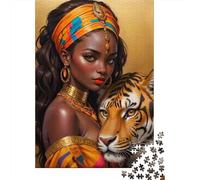 African Queen Tiger 1000 Componenti Carta Spessa Puzzle Familiare Livello Di Difficoltà Equilibrato Intrattenimento Fine Settimana A Domicilio Divertente 70x50cm/1000pcs