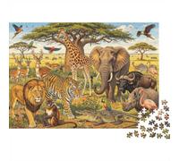 African Safari Animals 1000 Pezzi Puzzle Riciclata Savanna Herd Puzzle per Anziani Puzzle Gioco Accessori for Familiare And Friends Compleannos Ottimo Regalo 70x50cm/1000pezzi