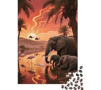 African Safari Puzzle da Pezzi Sunset Oasis 1000 Pezzi Carta Riciclata Per Donne, Regali Per Uomini Puzzle Estremamente Difficile E Stimolante 52x38cm/1000pcs