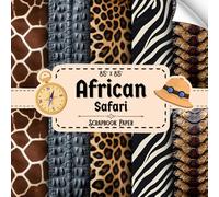 African Safari Scrapbook Paper: 20 Double Sided Sheets, Animal Print for Crafting, Scrapbooking, Collage, Junk Journals, & More