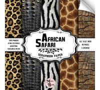 African Safari Scrapbook Paper: Double Sided Sheets | Animal Print for Scrapbooking, Collage, Origami, Decoupage, and Various DIY Craft Projects | 8.5" x 8.5" (21.59 x 21.59 cm)