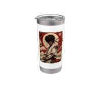 African Samurai Japanese Warrior Anime Katana Ronin Bicchiere termico in acciaio inox doppia parete