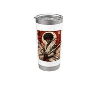 African Samurai Japanese Warrior Anime Katana Ronin Bicchiere termico in acciaio inox doppia parete